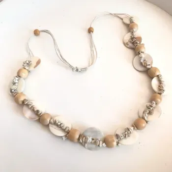 Collier nacre bois perles été plage