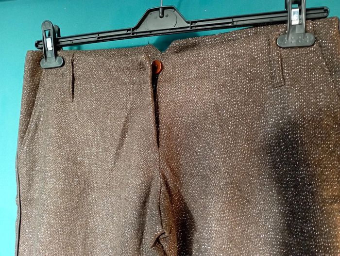 Pantalon femme marron laine et lurex - photo numéro 2