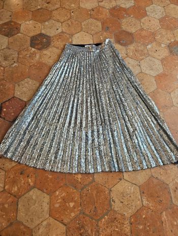 Jupe longue 
Remplie de sequins argentés