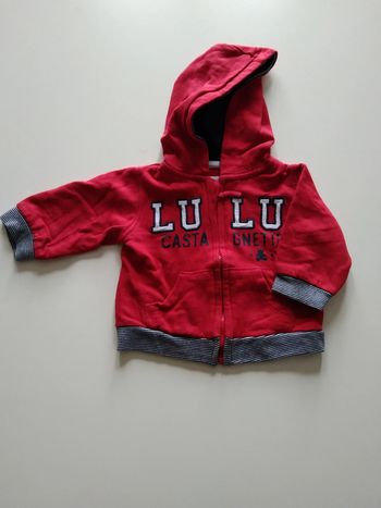 gilet sweat zippé à capuche lulu castagnette garcon 3 mois