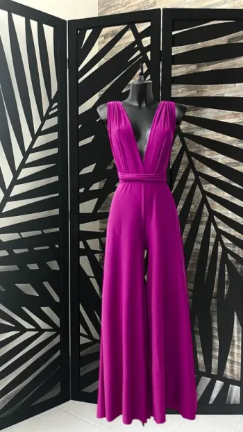 Combinaison tendance dos nu multi positions mauve