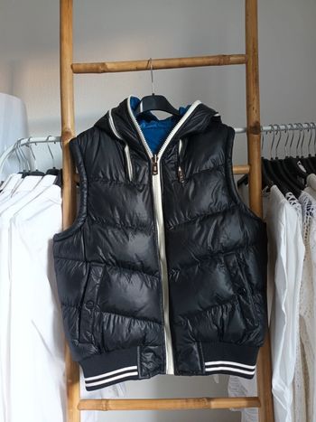 Veste doudoune sans manches réversible à capuche bleu / noir DLN Star taille S
