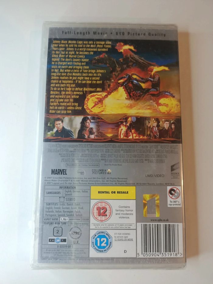 Film umd vidéo PSP Ghost rider neuf sous blister - photo numéro 2