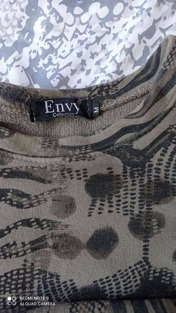Robe casual Envy  sweat shirt kaki imprimé taille 38 - photo numéro 3