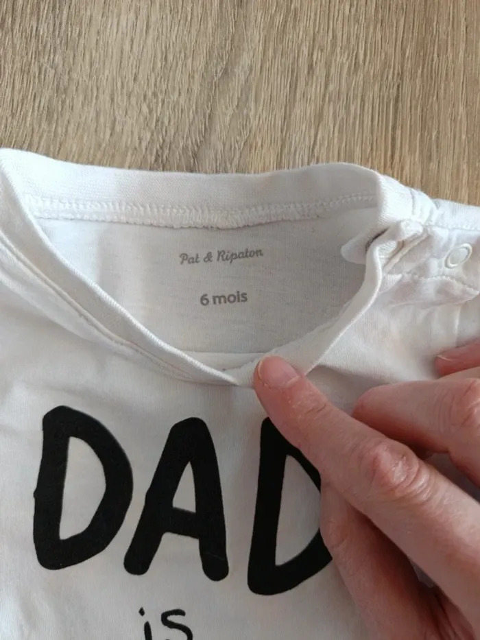 Ensemble haut t-shirt manches longues blanc Pat et Ripaton et pantalon noir bébé 6 mois - photo numéro 4