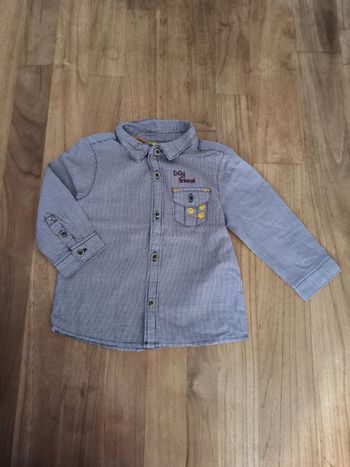 Chemise manches longues 9mois bordeaux et blanche Orchestra