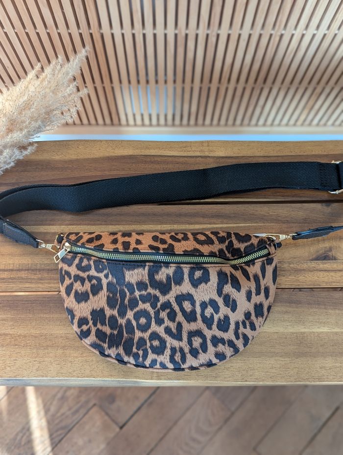 Sac banane léopard camel/noir