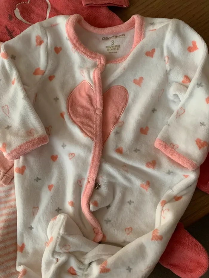Lot de 4 pyjamas 3 mois fille - photo numéro 2