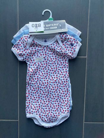 Lot de 3 bodies garçon petit bateau 12 mois