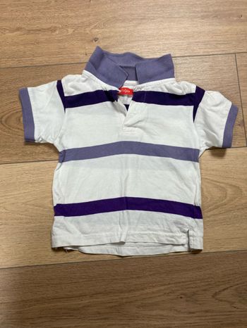 Polo blanc rayé violet