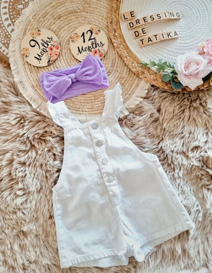 Ensemble combishort blanche ZARA + bandeau 9mois 12mois