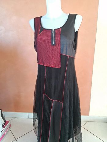 Robe longue habillée noire et rouge DPM