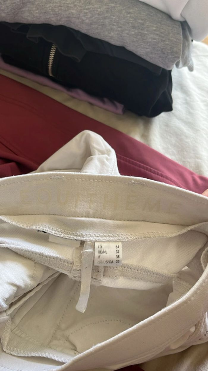 pantalon équitation blanc equitheme xs - photo numéro 2
