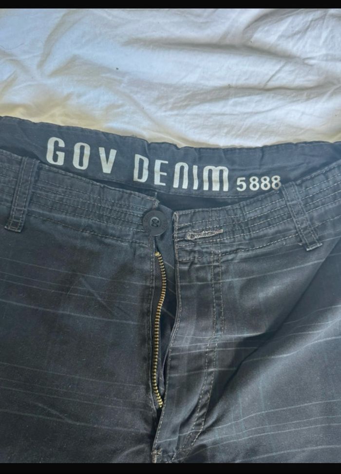 Bermuda pantacourt cargo noir et bleu foncé denim - photo numéro 3