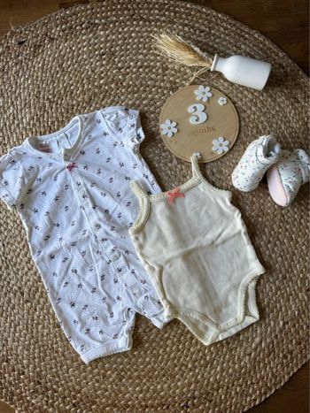 Lot 3 mois fille - pyjashort/body/chausson