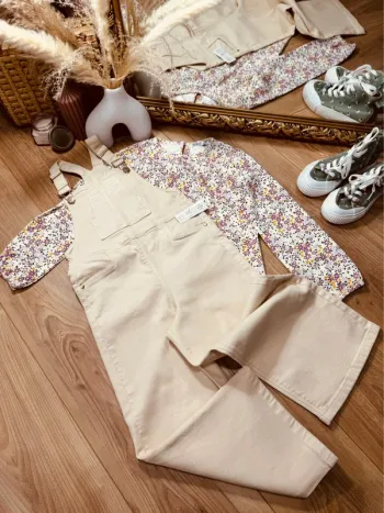 Taille 8 ans tenue 2 pièces fille TAO beige lila Neuf * florale * 💐