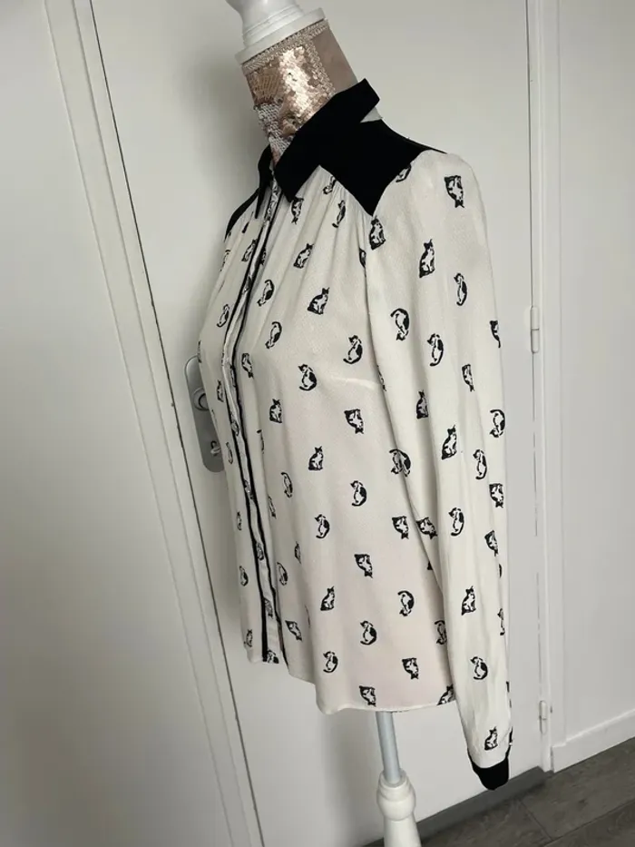 Chemise fluide / blouse Naf naf 36 Motif chat - photo numéro 5