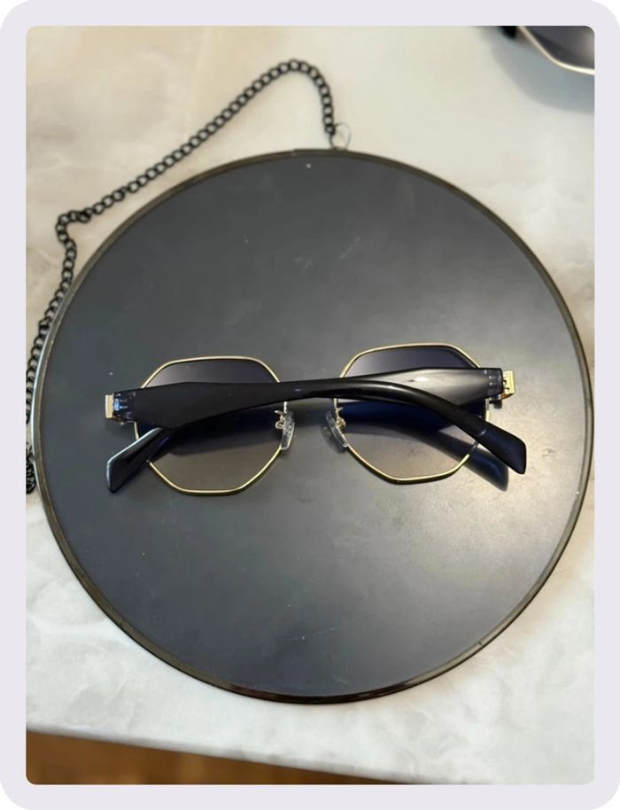 Lunette de soleil octogonale noire - photo numéro 2