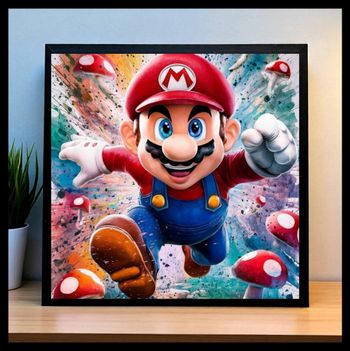 Cadre noir Super Mario Bros neuf sous emballage format 20x20cm
