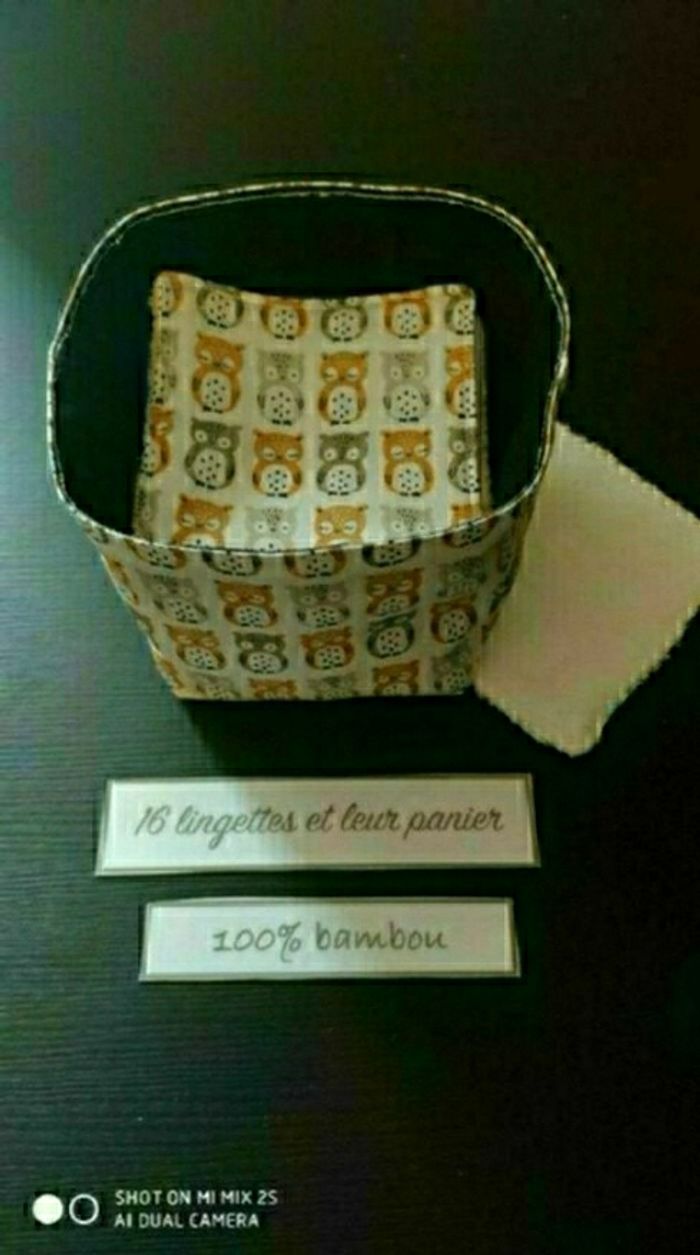 16 lingettes et son panier, neuf