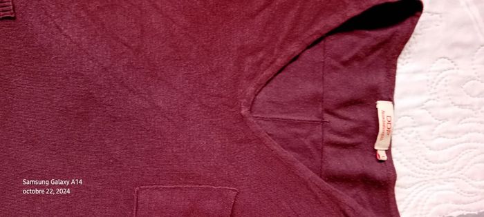 Pull court col V avec poches bordeaux femme taille 38/40 DDP - photo numéro 13