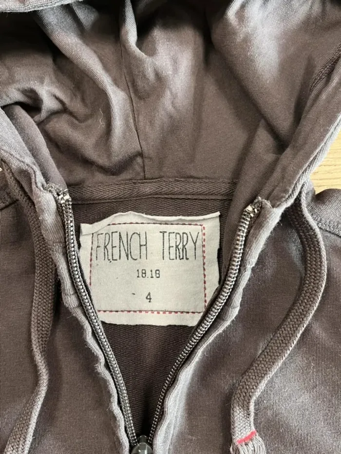Sweat à zip et capuche marron French Terry 18.18 - photo numéro 2