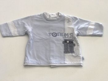 Pull bébé blanc/bleu Totems 1 mois