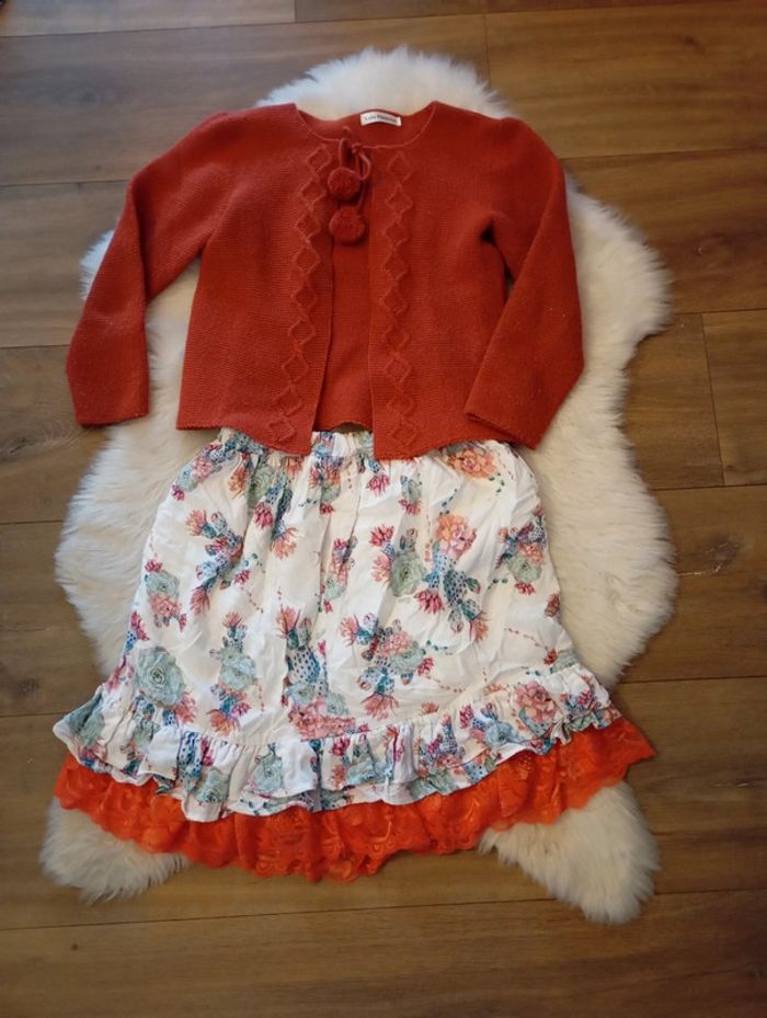 Lot fille jupe Guess (Q) + cardigan pompon Lola palacios 10 ans 👑