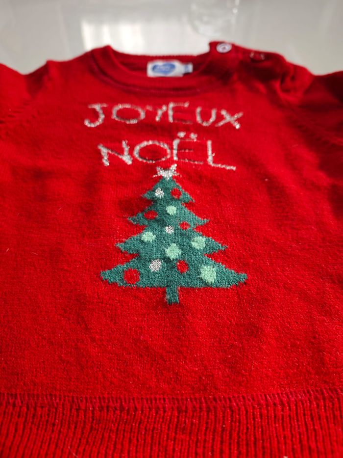Pull Joyeux Noël Rouge Mots d'Enfants 12 mois - photo numéro 5