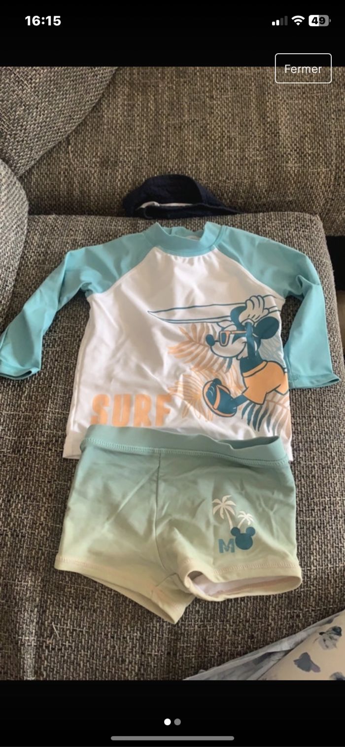 Combinaison de bain Mickey 18 mois