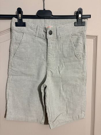 Bermuda / Short long 8 ans – Du Pareil au Même – Rayures blanc/gris – TBE