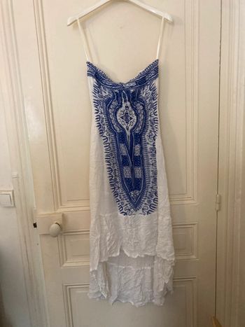 Robe bustier blanche imprimé bleu - Women Only - Taille 38