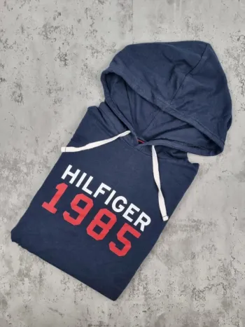 Sweat fin à capuche Tommy Hilfiger bleu marine L Hommes (mesures en photos)