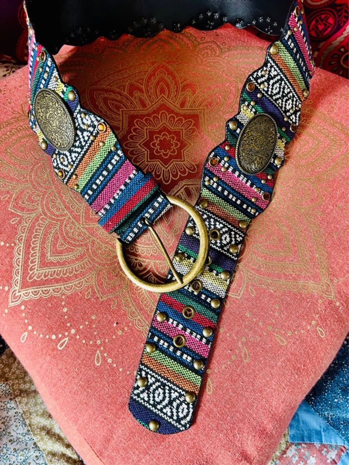 🌺🌿Ceinture ethnique folk hippie boho multicolore colorful woven belt Andean style🌿🌺 - photo numéro 4