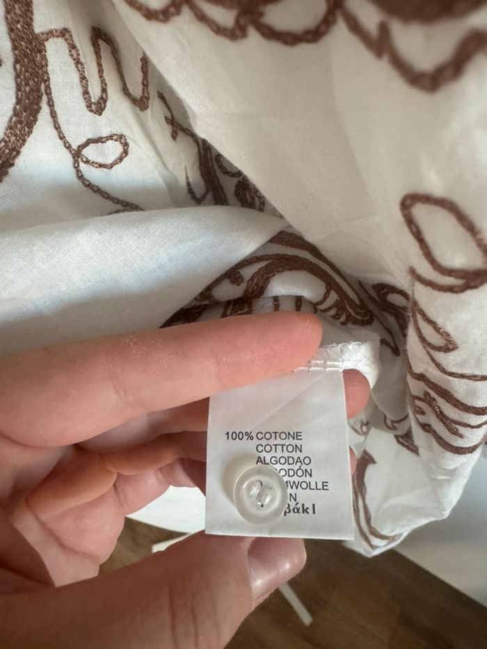 Chemisier blouse blanche beige 100% coton manches longues - photo numéro 4