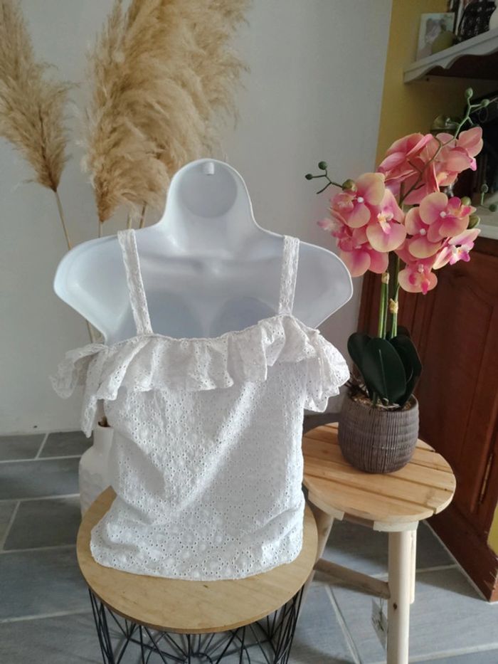 Top blanc broderie anglaise femme 🎀 38 - photo numéro 4