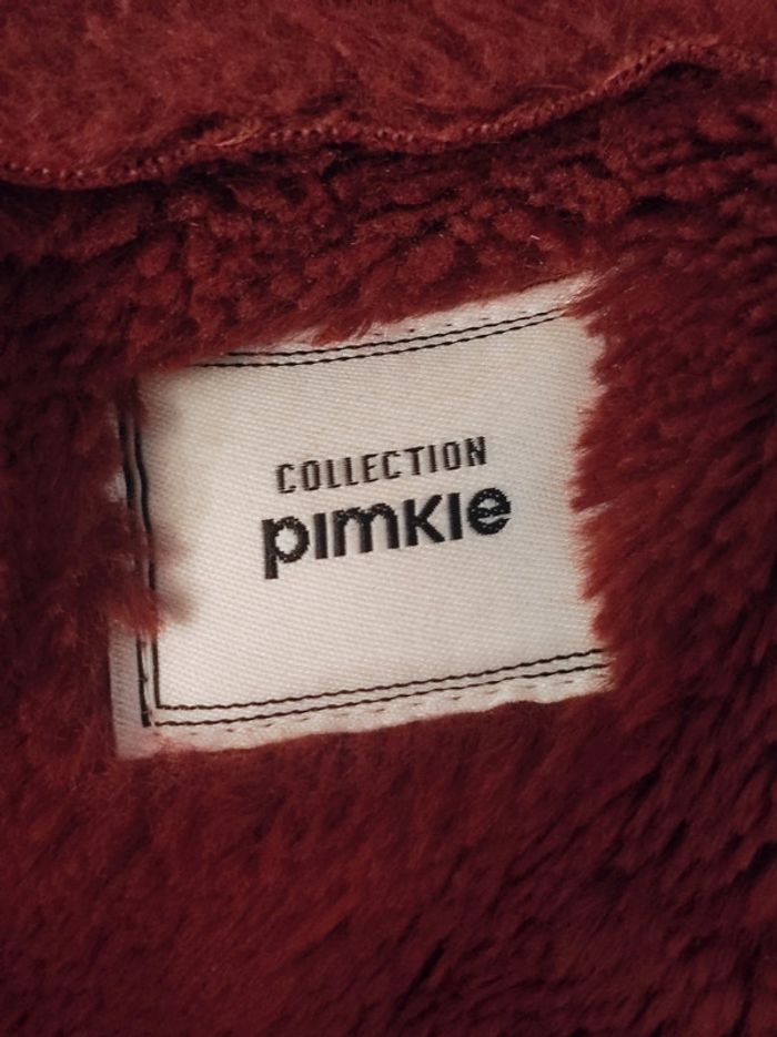 Perfecto blouson veste daim col fourrure rouge foncé / Pimkie - 36/S à 38/M - photo numéro 12