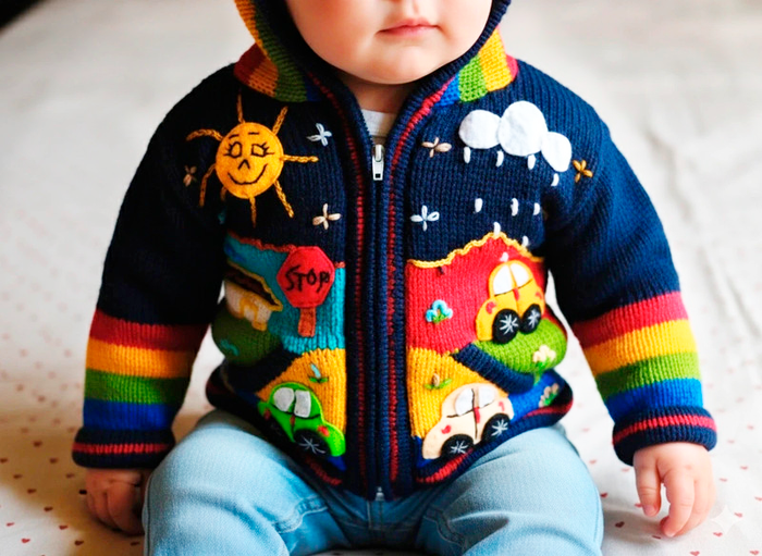 🌈 Handmade embroidered baby hoodie – 1 year old 🌞🚗 - photo numéro 9