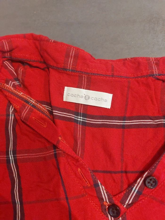 Blouse / Chemise Cache Cache rouge rayé noire comme neuf taille 38/M - photo numéro 2