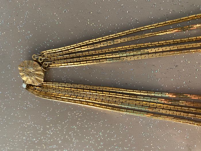 Collier fantaisie doré 5 rangs - photo numéro 6