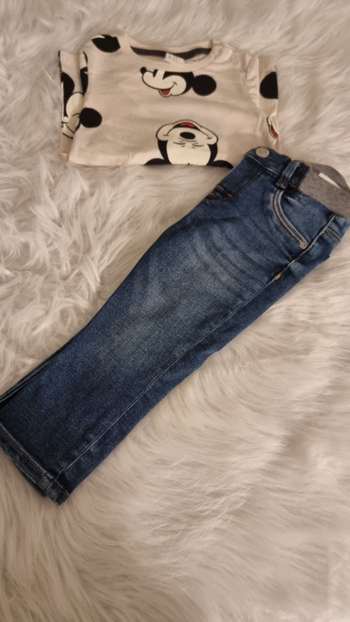 NEUFS 💙💙ENSEMBLE teeshirt ml et jeans 18 mois (86cm) garçon💙💙💙💙 - photo numéro 3