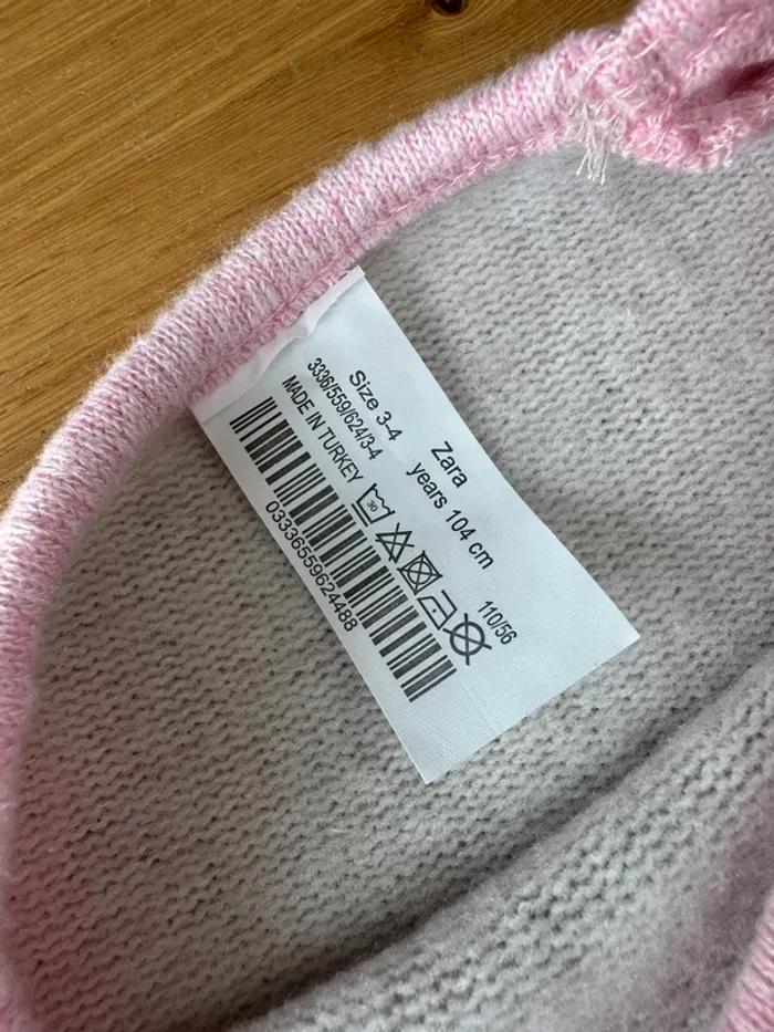 Robe douce beige à manches longues roses Neuve - Taille 4 Ans - photo numéro 5