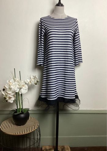 Robe marine et blanche Zara 36