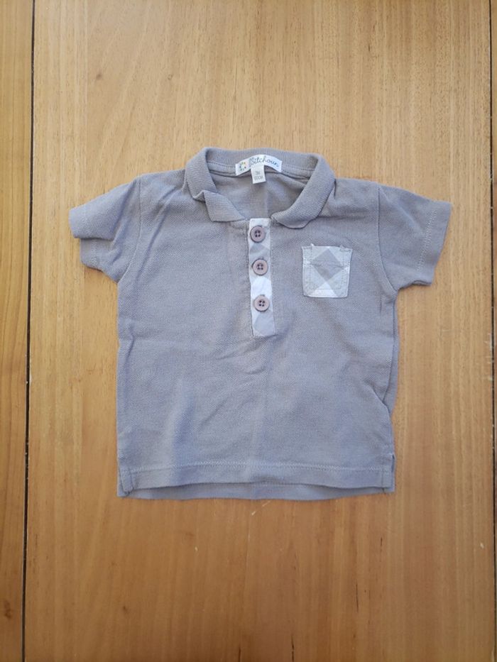 Polo gris manches courtes 3 mois
