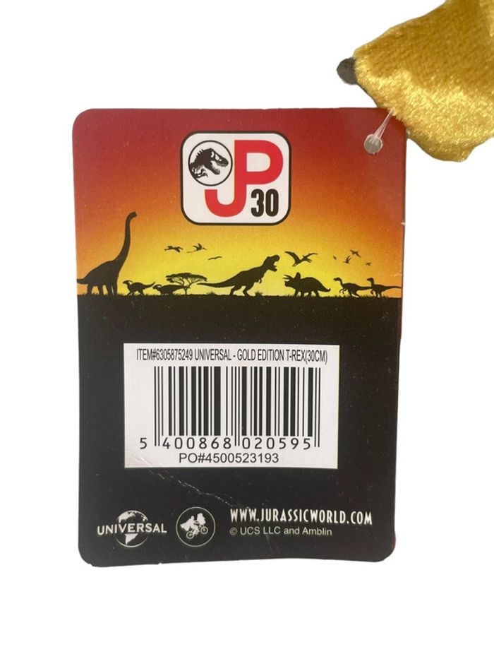 Peluche Jurassic Park 30 eme anniversaire T-Rex Gold 30 cm neuf - photo numéro 5