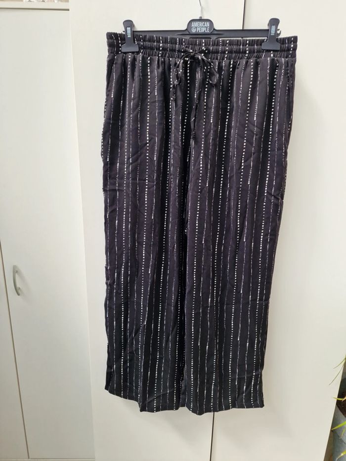 Pantalon Léger Fluide Noir Imprimé Blanc - photo numéro 11
