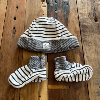 Bonnet et chaussons petit bateau marinière  Taille 6 mois