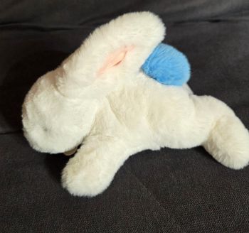 Doudou et compagnie peluche lapin Tiblue Tutti Frutti bleu et rose