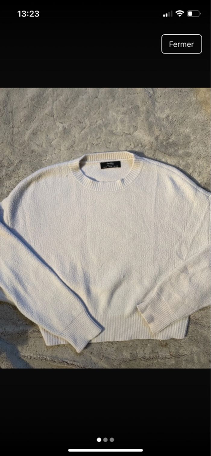 Pull blanc Bershka - photo numéro 3