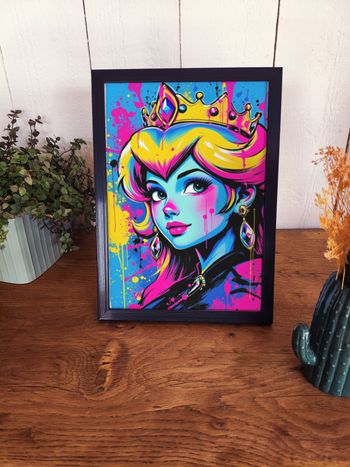 Affiche poster A4 (21×29,7 cm) art mural pop art coloré Princesse Peach déco chambre salon